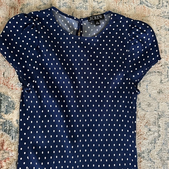J.Crew navy polka dot Gwyneth Cupro-blend slip dress size 00 like new - Picture 5 of 6